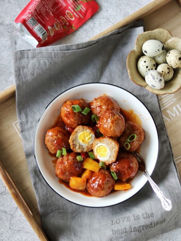 茄汁鵪鶉蛋肉丸的做法-家常味燉菜譜
