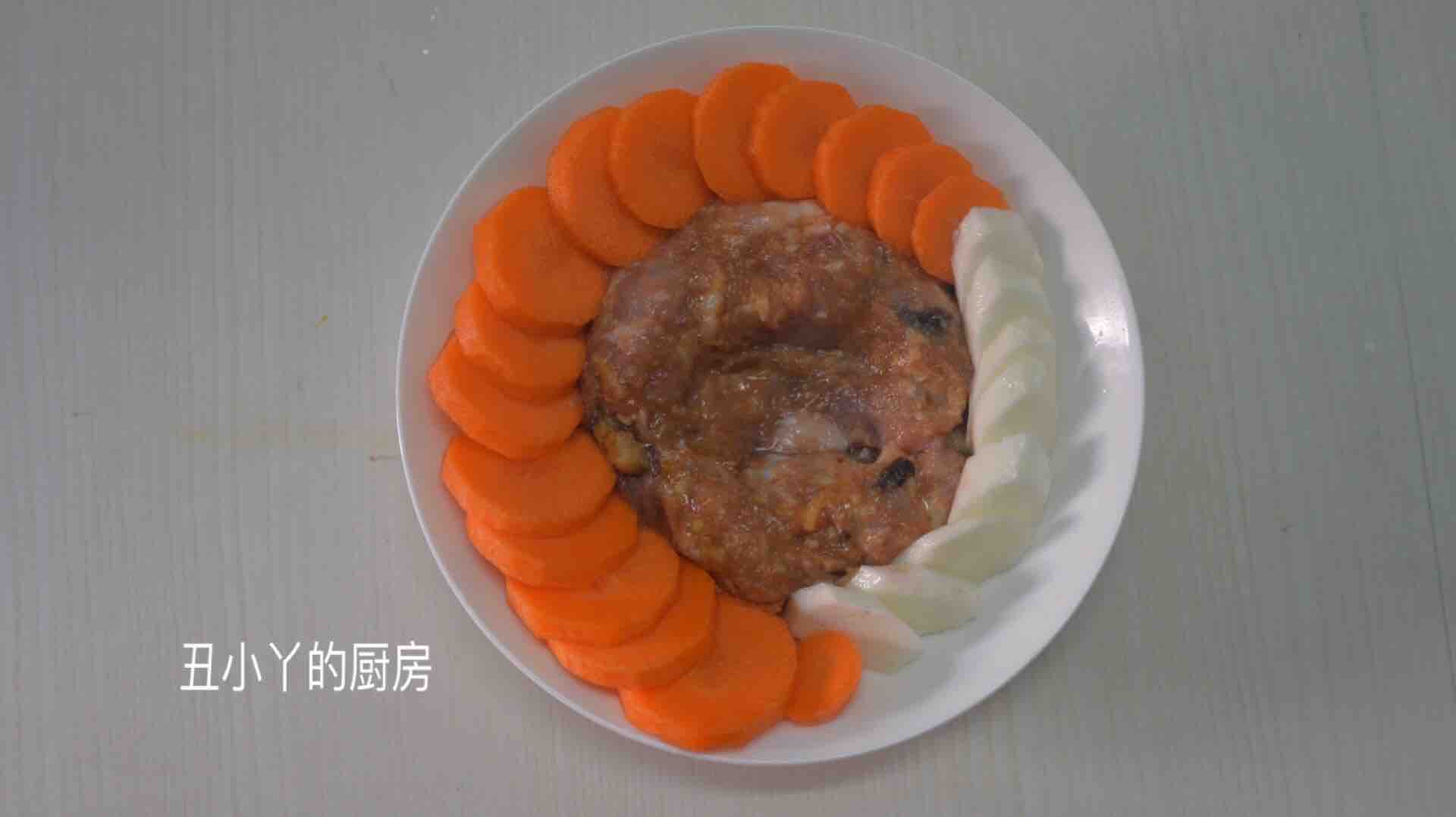 紅蘿卜 山藥 馬蹄蒸肉餅 蒸蛋的做法-家常味蒸菜譜