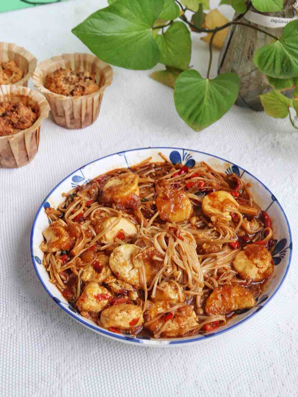 金針菇燒日本豆腐的做法-家常味煮菜譜