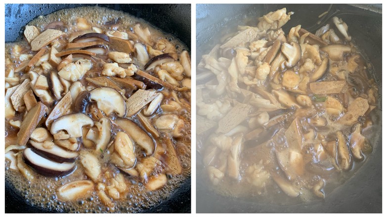 香菇香干雞肉蓋澆飯的做法-咸鮮味炒菜譜