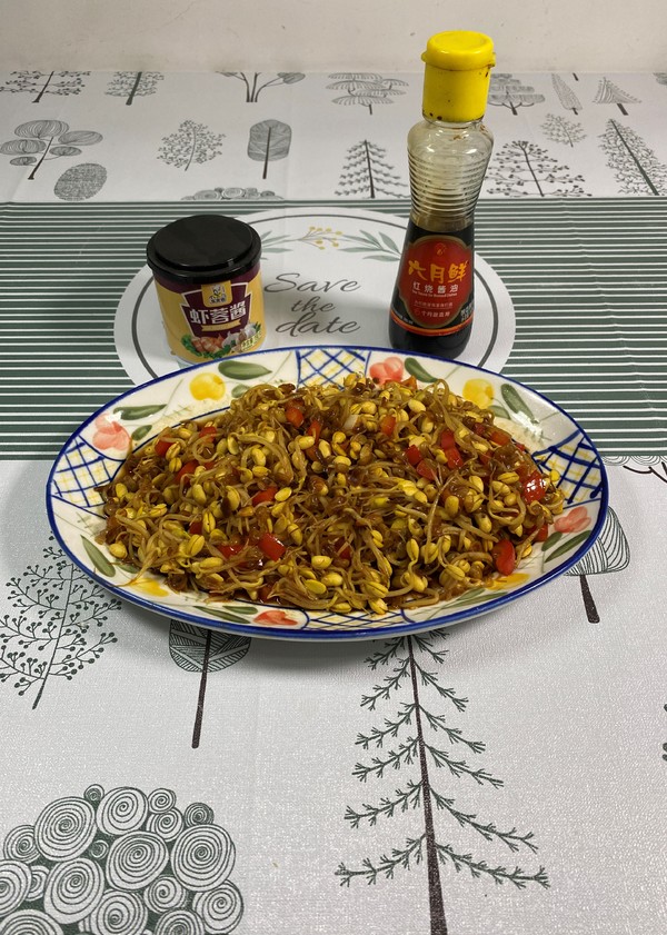 炒黃豆芽加上它好吃的舔盤的做法-咸鮮味炒菜譜