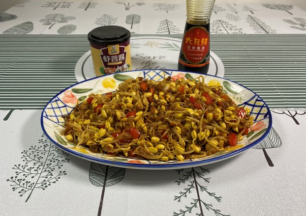 炒黃豆芽加上它好吃的舔盤的做法-咸鮮味炒菜譜