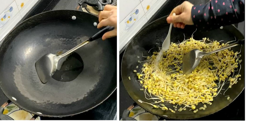 炒黃豆芽加上它好吃的舔盤的做法-咸鮮味炒菜譜