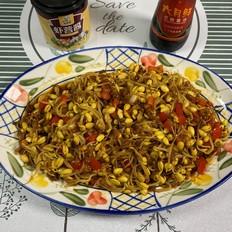 炒黃豆芽加上它好吃的舔盤的做法-咸鮮味炒菜譜