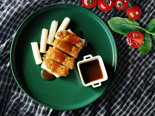 上海經典小吃豬排年糕的做法-酸甜味炸菜譜