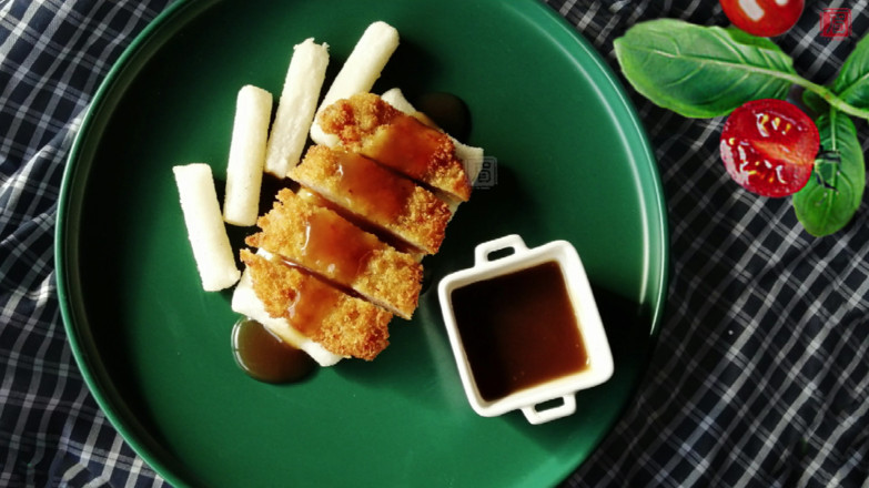 上海經典小吃豬排年糕的做法-酸甜味炸菜譜