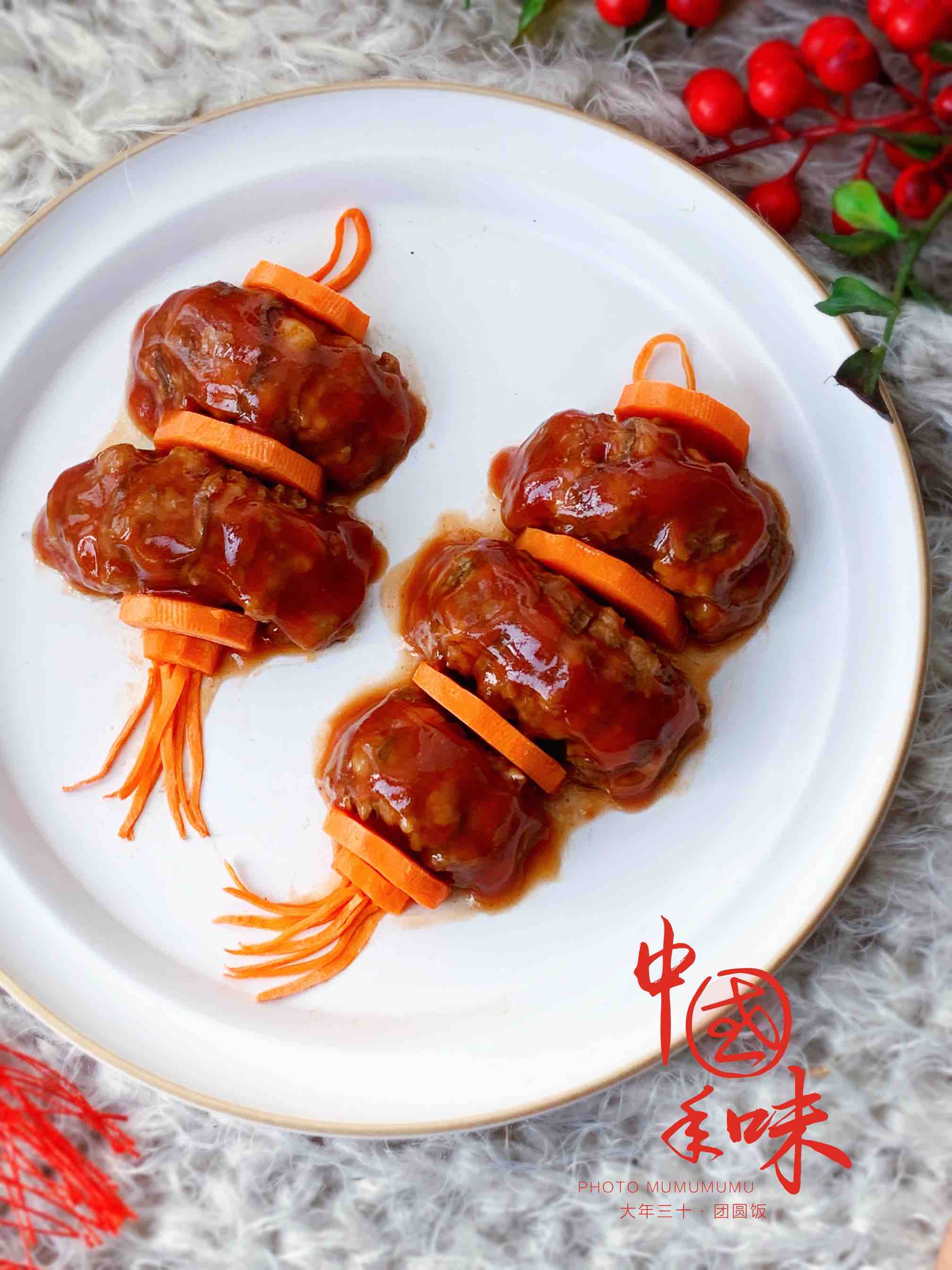 紅火年菜，喜慶燈籠茄子的做法-家常味蒸菜譜