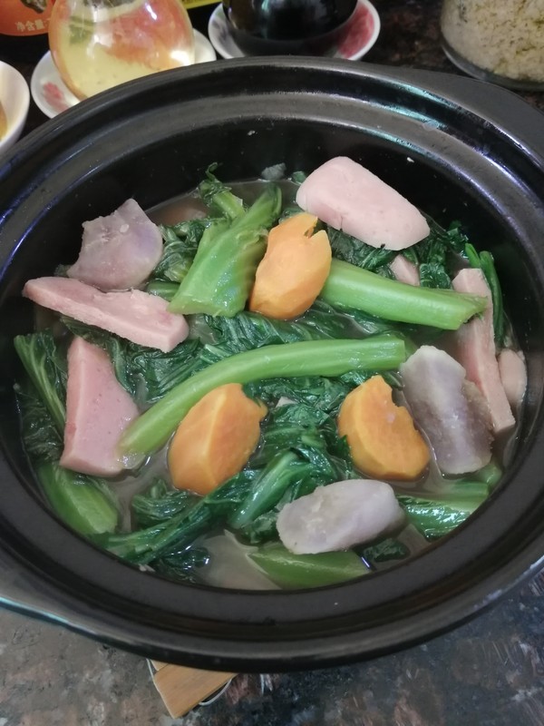 家鄉(xiāng)的味道~~午餐肉番薯芥菜煲的做法-家常味煮菜譜