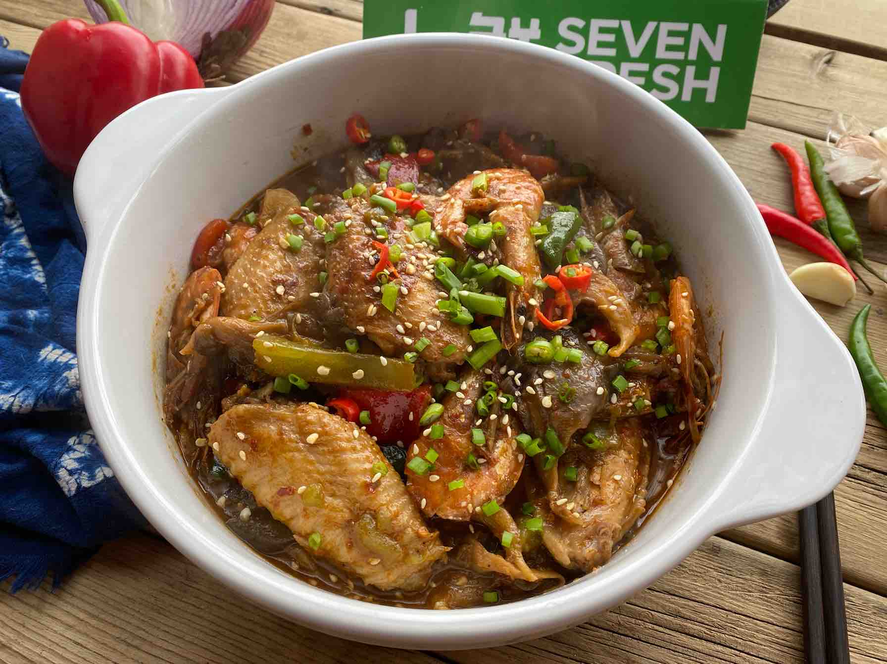 麻辣干鍋翅中蝦的做法-麻辣味燒菜譜