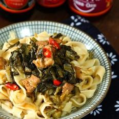 雪菜肉丁手搟面的做法-咸鮮味煮菜譜